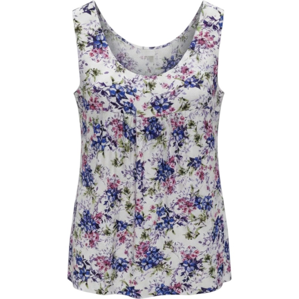 Andree by Unit Floral Tank Top Women 2X White Blue Purple
